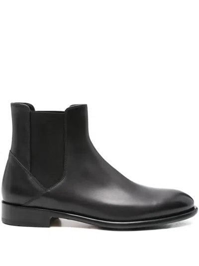 Doucal's Elasticated-panel Leather Boots In Black