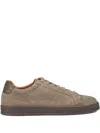 Doucal's Espresso Suede Lace-up Sneakers In Green