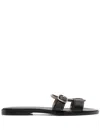Doucal's Leather Flat Sandals In Black