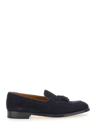 DOUCAL'S BLUE SLIP-ON LOAFERS WITH TASSEL DETAIL IN SUEDE MAN