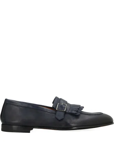Doucal's Fringed Buckle Loafers In Black