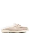 Doucal's Fur-trim Suede Mules In Neutral
