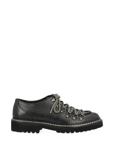 Doucal's Grained-leather Lace-up Derby Shoes In Black