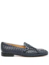 Doucal's Interwoven Leather Loafers In Blue
