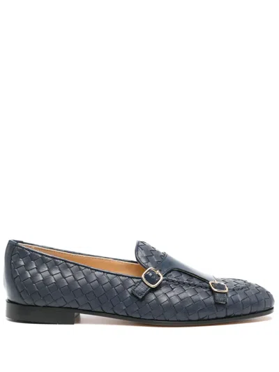 Doucal's Interwoven Leather Loafers In Blue
