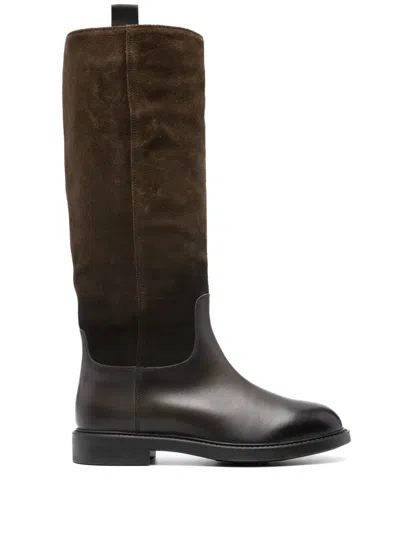 Doucal's Knee-high Suede Boots In Green