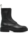 Doucal's Lace-up Ankle Boots With Sturdy Rubber Sole In Black
