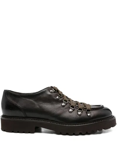 Doucal's Lace-up Leather Derby Shoes In Brown
