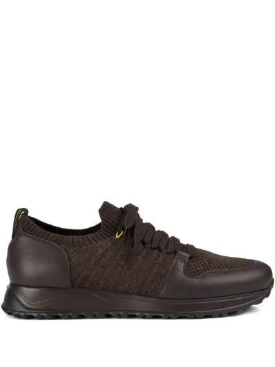 Doucal's Lace-up Leather Sneakers In Brown