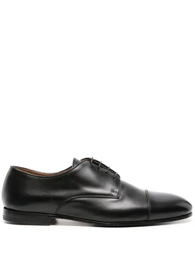 Doucal's Lace-up Patent Leather Derby Shoes In Black