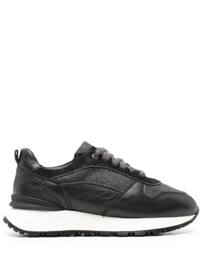 Doucal's Lace-up Ridged-sole Sneakers In Black