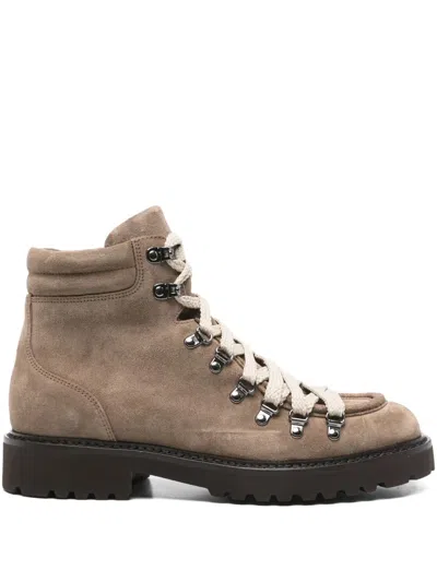 Doucal's Lace-up Suede Ankle Boots In Brown