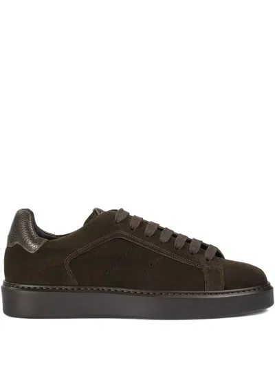 Doucal's Lace-up Suede-leather Sneakers In Green