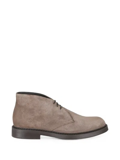 Doucal's Lace-up Calf Suede Desert Boots In Gray