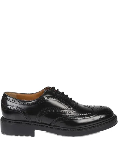Doucal's Leather Brogue Shoes In Black