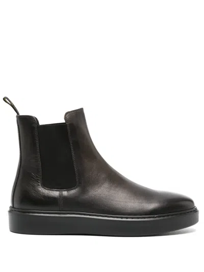 Doucal's Leather Chelsea Ankle Boots In Grey