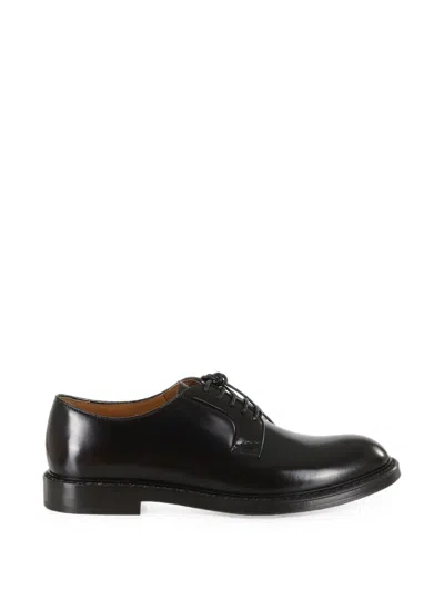 Doucal's Ebony Almond-toe Leather Derby Loafers In Black