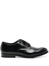 Doucal's Classic Black Derby Shoes Polished Finish In Calf Leather Man In Black
