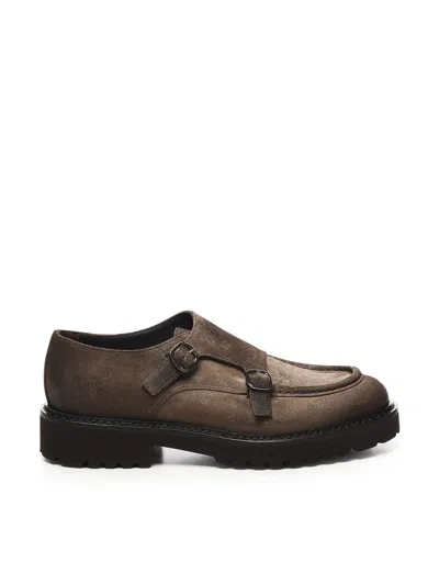 Doucal's Leather Double-buckle Loafer In Brown