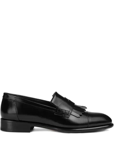 Doucal's Leather Fringe Loafers In Black