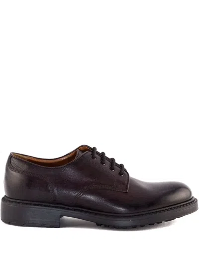 Doucal's Leather Lace-up Derby Shoes In Burgundy
