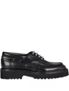Doucal's Leather Lace-up Loafers In Black