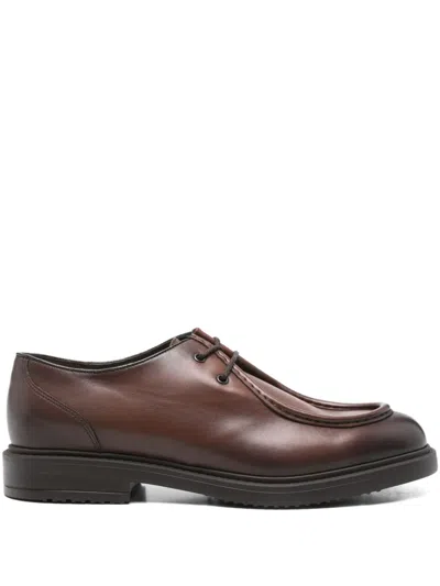 Doucal's Leather Lace-up Shoes In Brown