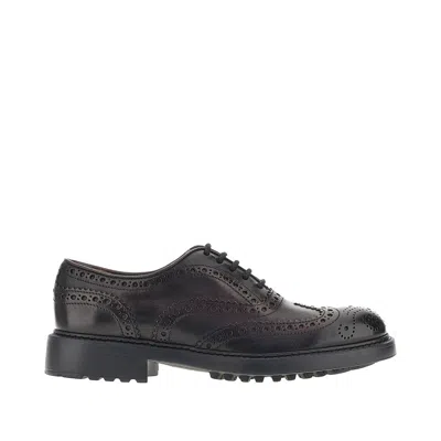 Doucal's Leather Laced Shoes In Animal Print