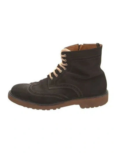 Pre-owned Doucal's Leather Lace-up Boots In Brown
