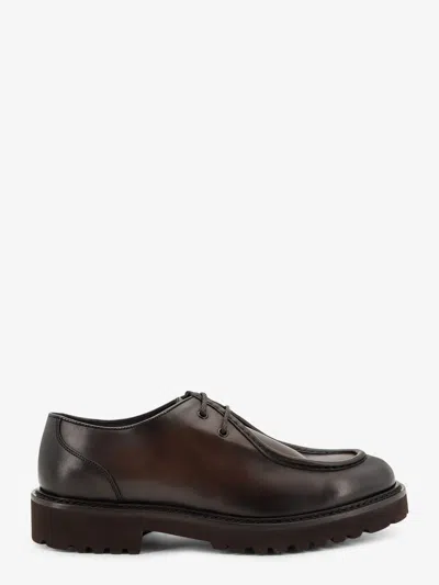 Doucal's Calf Leather Derby Shoes In Brown