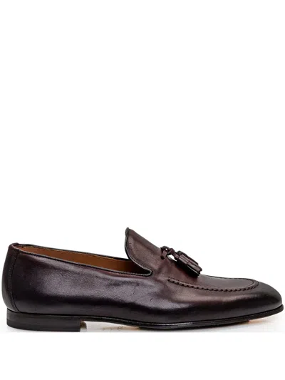 Doucal's Leather Loafers In Burgundy