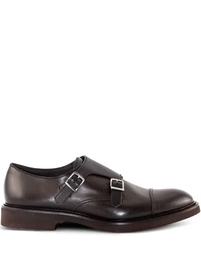 Doucal's Leather Monk Shoes In Brown