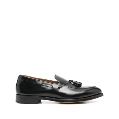 Doucal's Black Slip-on Loafers With Tassel Detail In Smooth Leather Man