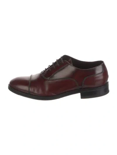 Pre-owned Doucal's Leather Oxfords In Burgundy