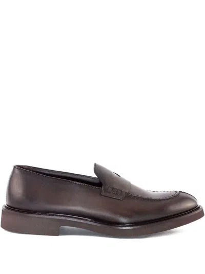 Doucal's Man Loafers Dark Brown Size 9 Leather