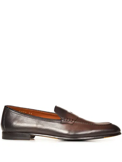 Doucal's Leather Penny Loafers In Brown
