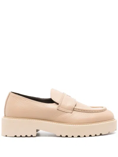 Doucal's Leather Penny Loafers In Nocciola Beige