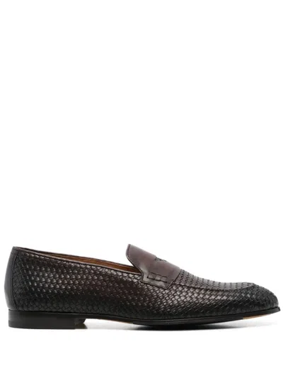 Doucal's Braidy Leather Loafers In Brown