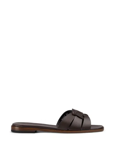 Doucal's Leather Sandals In Brown