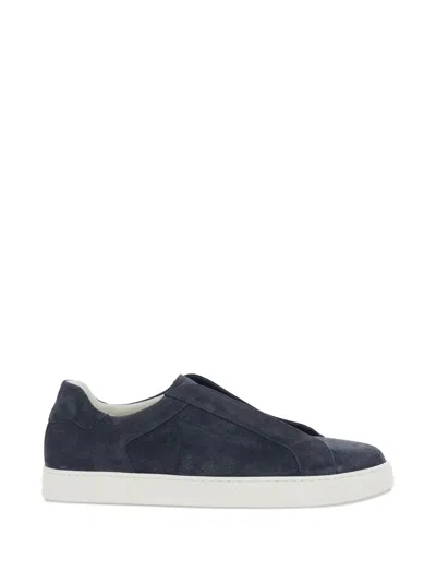 Doucal's Leather Sneakers In Blue