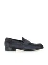 Doucal's Calf Suede Loafers In Blue