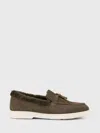 Doucal's Shearling-trim Suede Loafers In Green