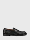 Doucal's Adler Leather Loafers With Woven Pattern In Black