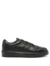 Doucal's Logo-debossed Leather Sneakers In Black