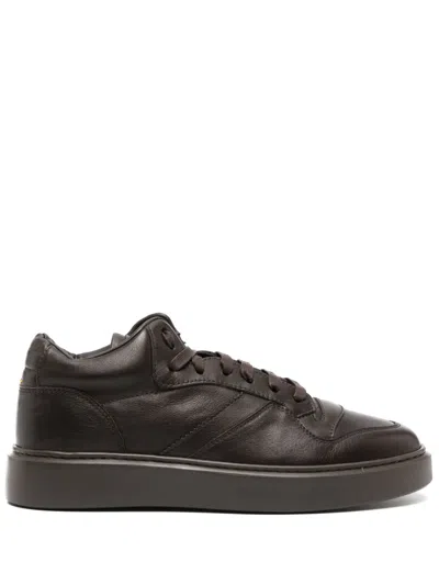 Doucal's Logo-debossed Suede Sneakers In Black