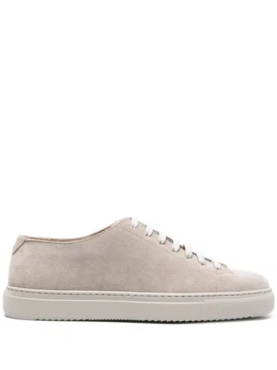 Doucal's Logo-debossed Suede Snekaers In Grey