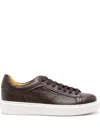 Doucal's Logo-patch Leather Sneakers In Brown