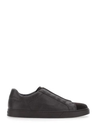 Doucal's Men Brown Low Top Sneakers In Gray
