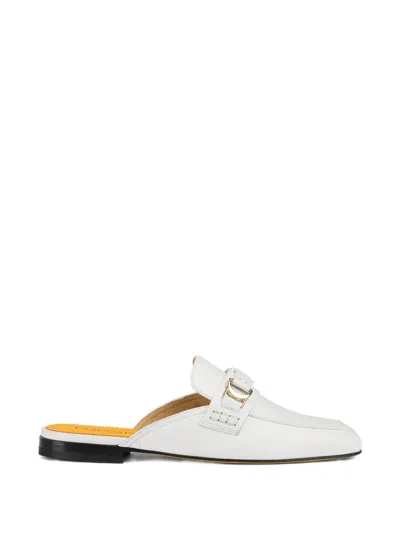 Doucal's Metal-detail Leather Mule In White
