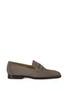 Doucal's Micro-stud Suede Loafers In Gray